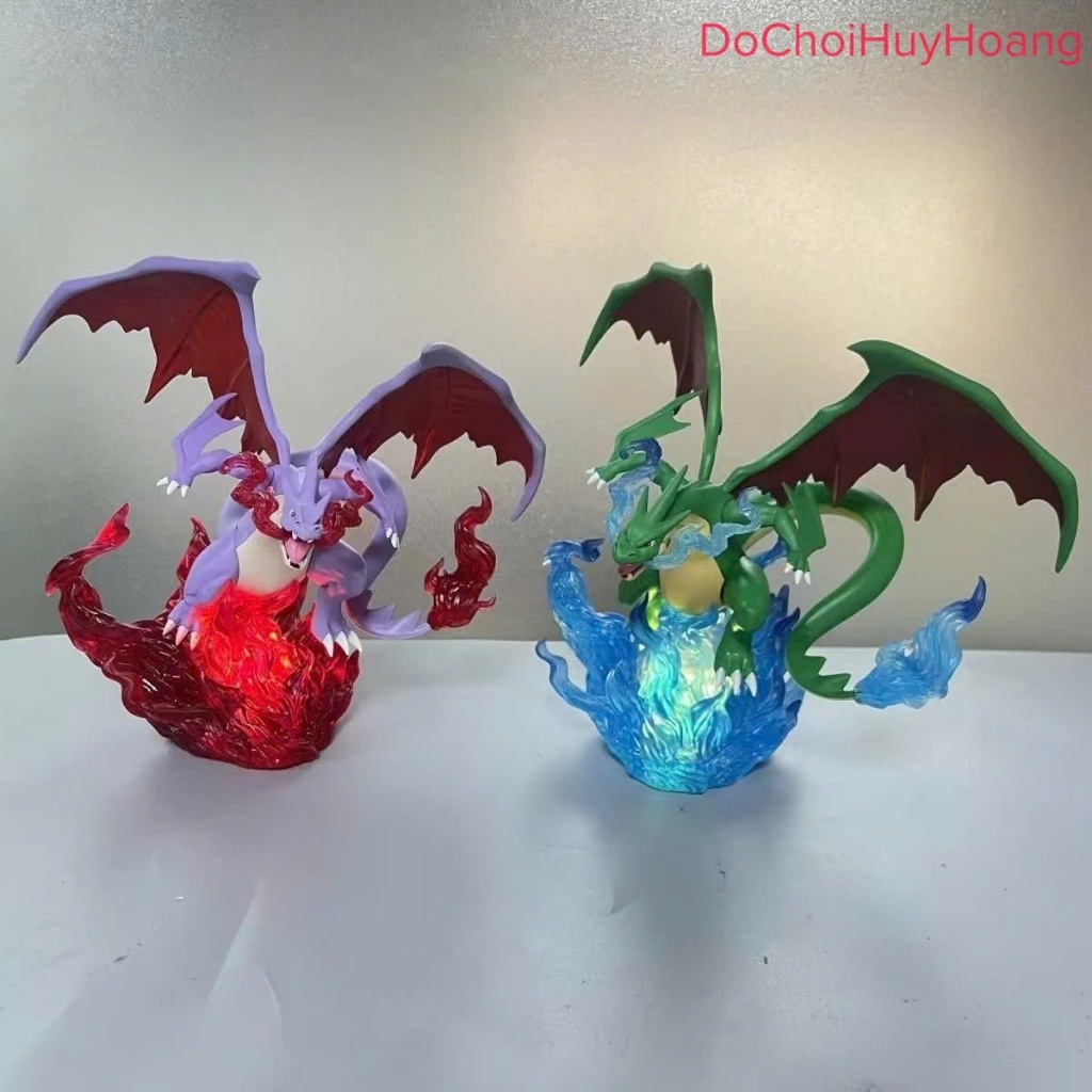 Mô Hình tượng nhân vật Charizard xanh tím có led cao 18cm