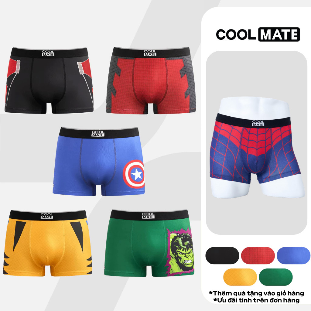 [MUA 5 TẶNG 1]Combo 5 quần lót nam Trunk siêu anh hùng thoáng khí Coolmate [BST MARVEL]