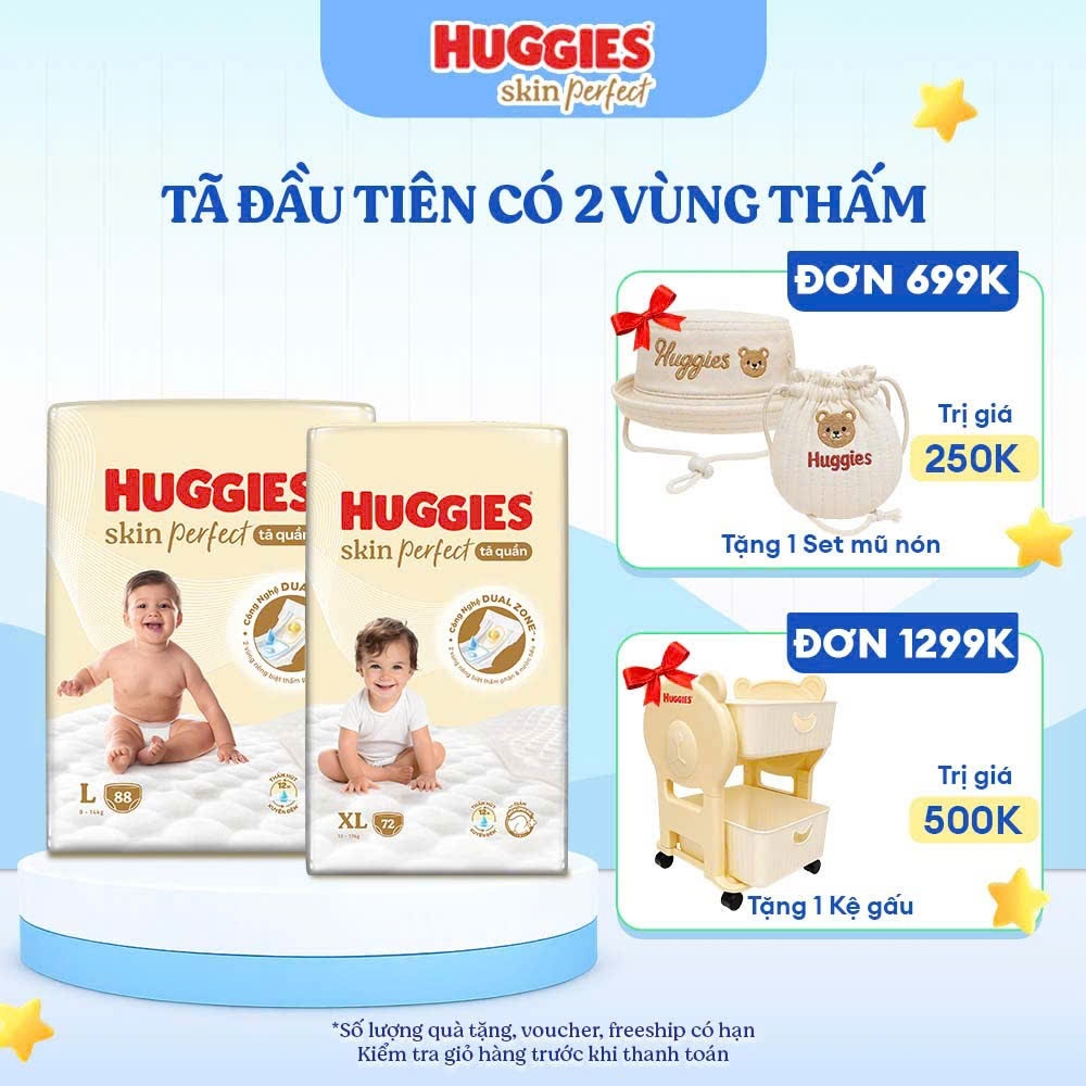 Tã huggies skin perfect dán nb74 s82 m79 quần m98 l88 xl76 xxl68