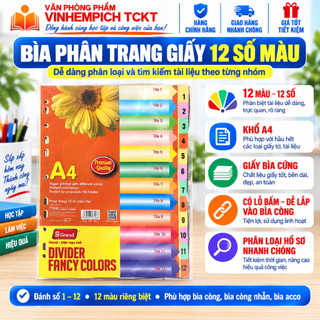 Bìa phân trang giấy 12 số màu