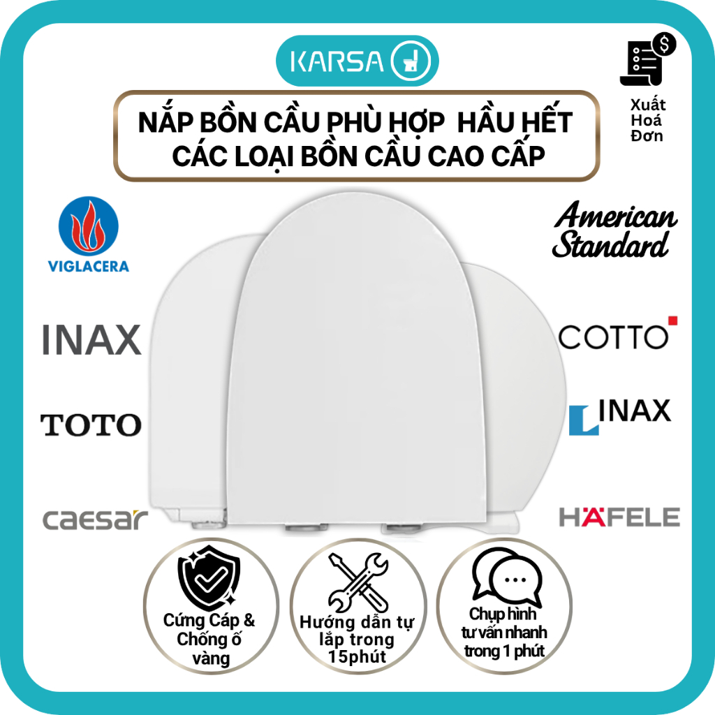 Nắp bồn cầu thay thế Inax Toto american standard viglacera caesar thiên thanh chính hãng Cao Cấp