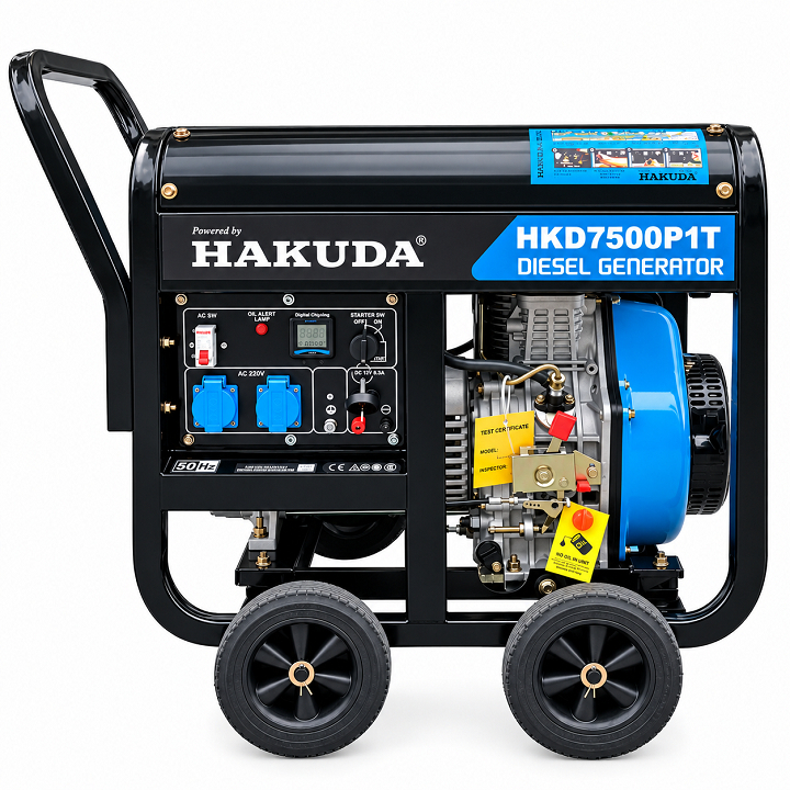 NEW Máy Phát Điện Chạy Dầu 7KW Hakuda HKD7500P1T