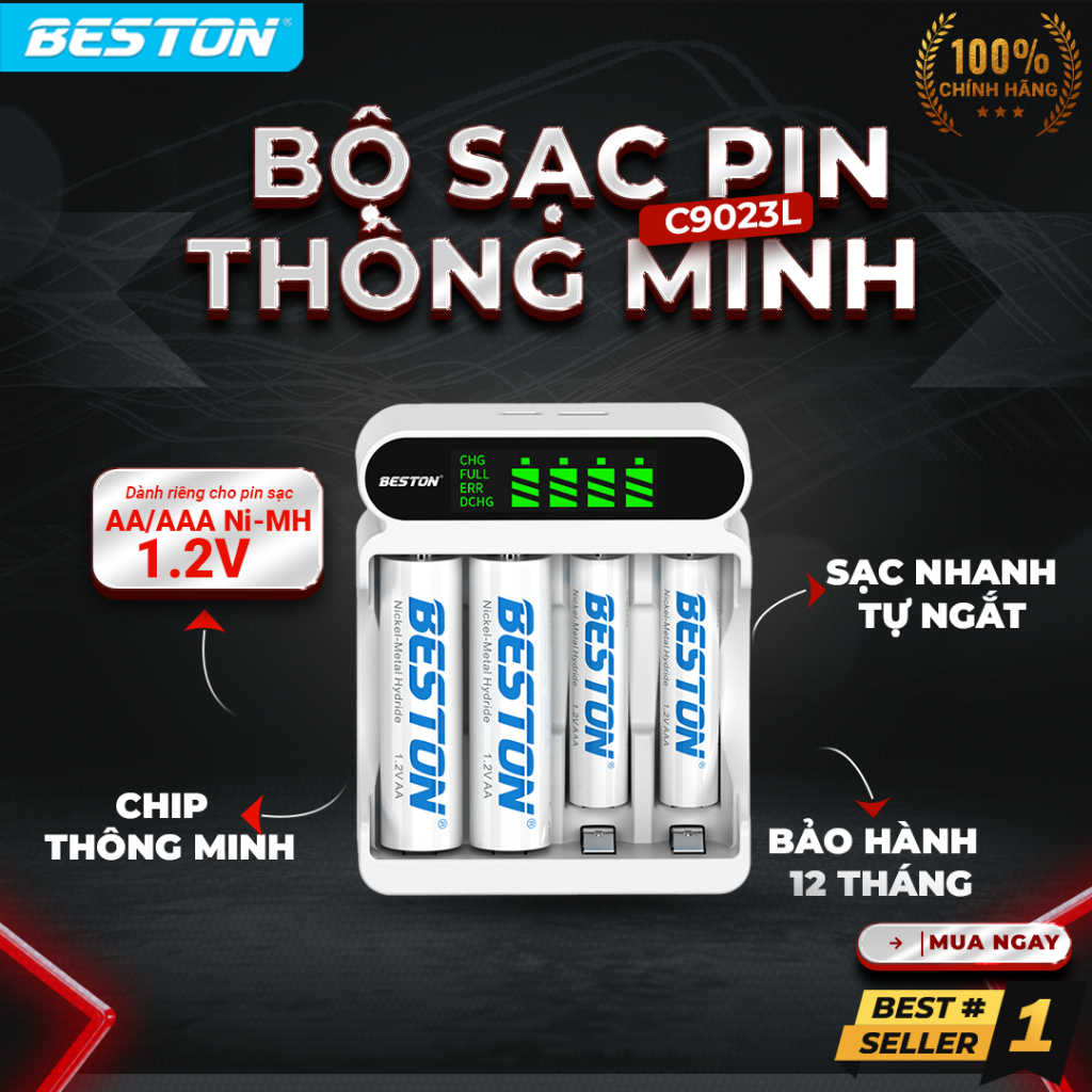 Combo sạc kèm pin AA AAA Ni-MH 1.2V dung lượng cao lên đến 3300mAh dùng cho…