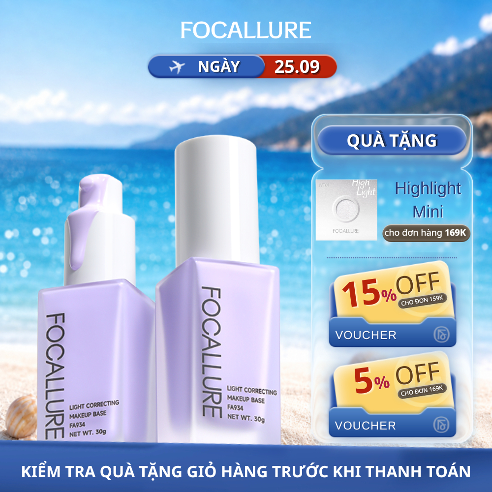 Kem Lót FOCALLURE Dưỡng Ẩm Làm Sáng Da Chống Thấm Nước 30g