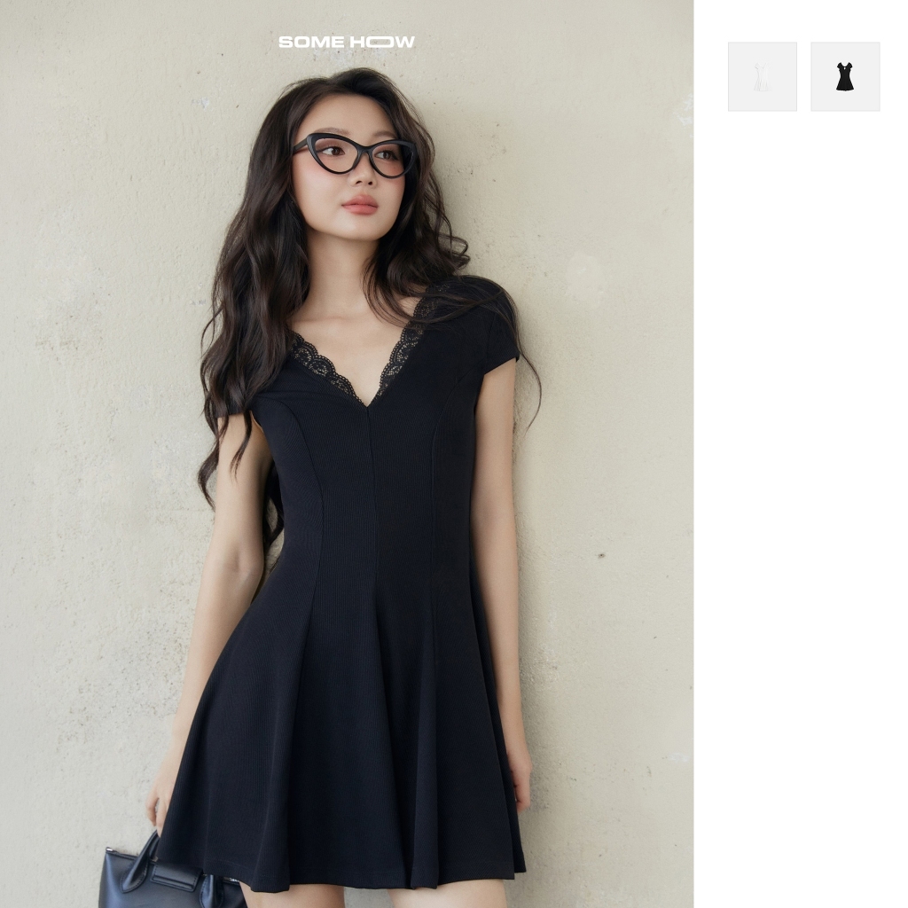 [New9] Đầm Ngắn Alora Ribbon Dress Chất Liệu Thun Ruby Cổ V Ôm Dáng Nhẹ Nữ Tính Thoải Mái, WDN188 SO