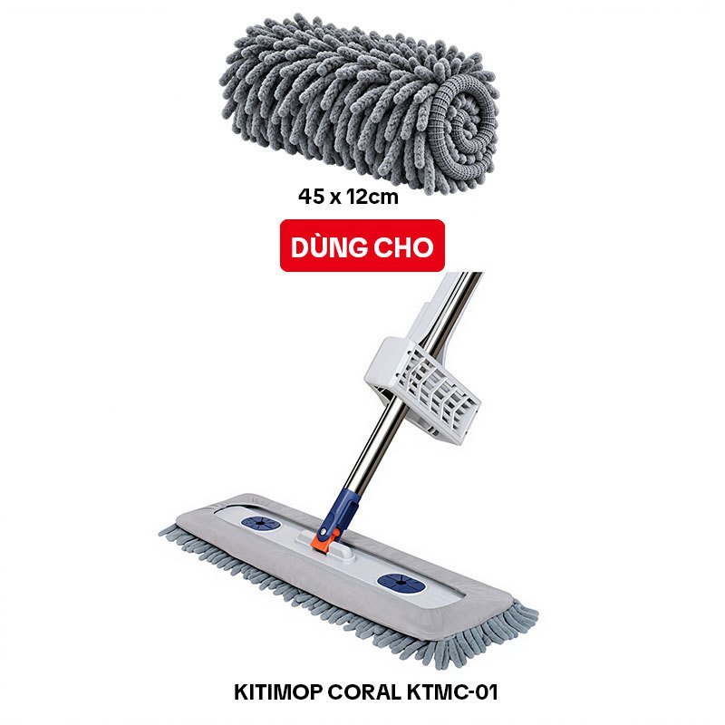 Bông lau nhà thay thế KITIMOP CORAL KTMC-01-1 45x12cm, sợi san hô, dùng cho cây CORAL KTMC-01