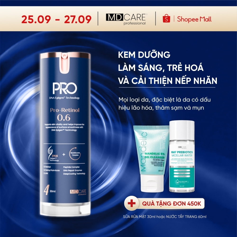 Kem dưỡng và cải thiện nếp nhăn MD CARE PRO-Retinol 0.6 - 30ml