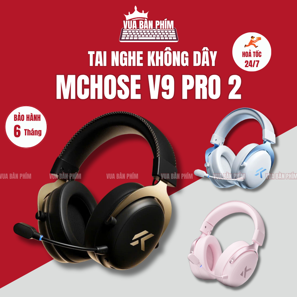 Tai nghe Mchose V9 PRO 2 không dây bluetooth gaming 3 Chế Độ Kết Nối, Âm Thanh Vòm 7.1, Chống Ồn, Pin 250H, Nhẹ 250gram