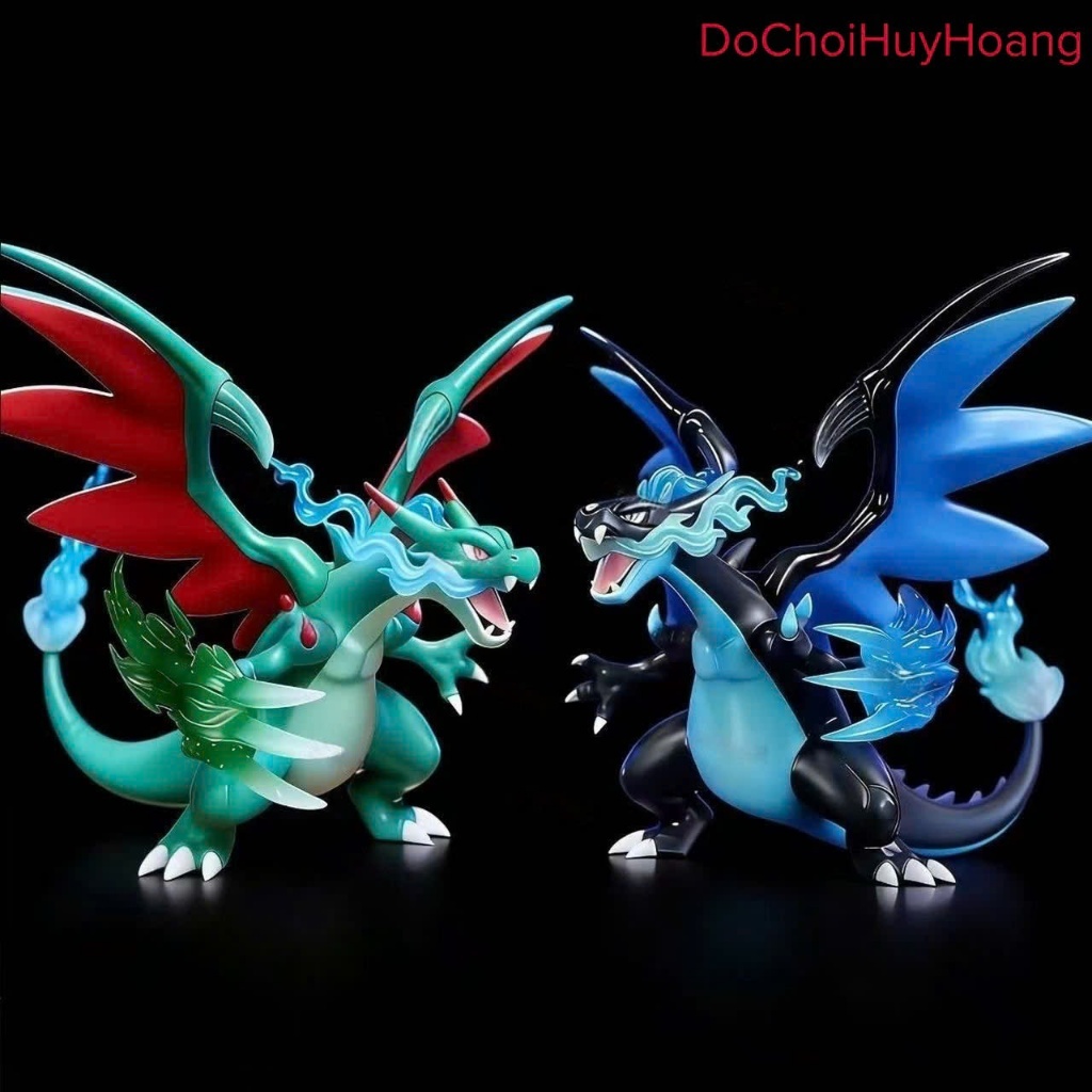Mô Hình tượng Charizard đen xanh lá cao 11cm ngang 15cm