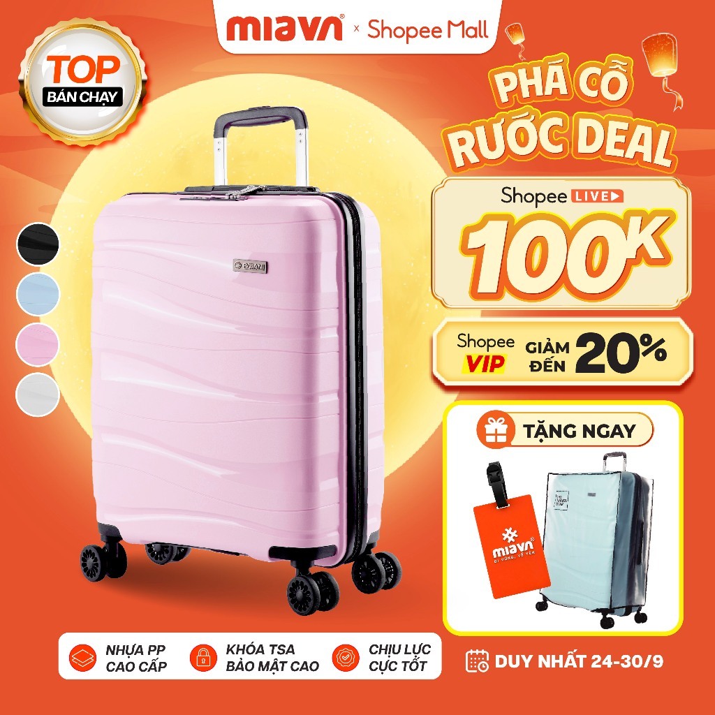 [⚡HOA HẬU] Vali Kéo MIAvn Pisani LANI - Size 20/24/28, Nhựa PP Dẻo Siêu Bền, Hạn Chế Bể Vỡ, Khoá TSA, Bảo Hành Trọn Đời