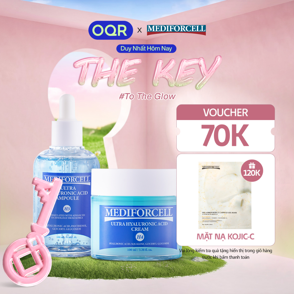 【ƯU ĐÃI GIÁ TỐT】Bộ Ampoule 100ml Và Kem Dưỡng 100ml Siêu Cấp Ẩm Và Căng Bóng Da Mediforcell Ultra Hyaluronic Acid
