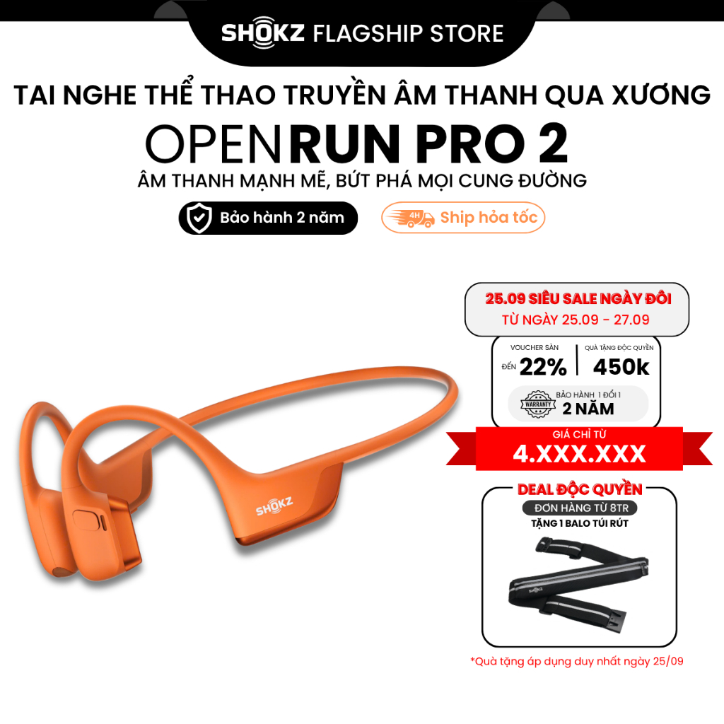 Tai Nghe Bluetooth Thể Thao Truyền Âm Thanh Qua Xương SHOKZ OPENRUN PRO 2 S820 - Bảo Hành 2 Năm