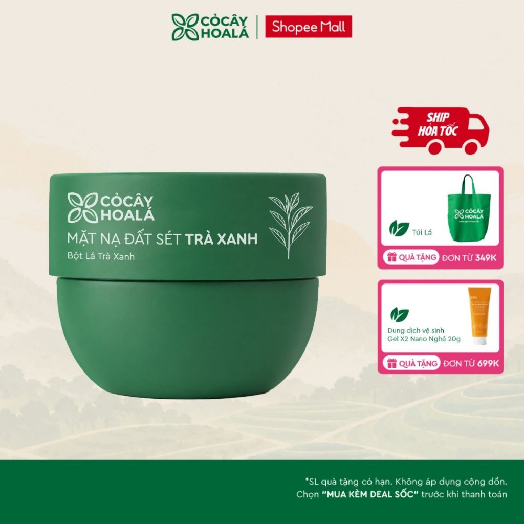 [SẢN PHẨM MỚI] Mặt nạ đất sét trà xanh Cỏ Cây Hoa Lá 120g Làm Sạch Sâu Giảm Dầu Thừa Và Tế Bào Chết
