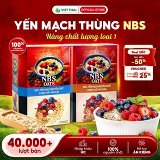 Thùng yến mạch cán dẹt, vỡ ăn liền nbs úc 4kg nguyên cám ăn kiêng tập gym ngon loại 1