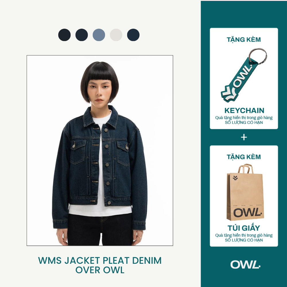 Áo khoác jean nữ OWL BRAND JACKET PLEAT DENIM OVER