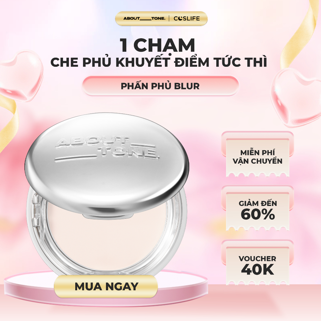[FS BACKTOSCHOOL] Phấn Phủ Dạng Nén ABOUT TONE Bạc Kiềm Dầu Lâu Trôi Mịn Da Che Phủ Nhẹ Đều Màu Da 9g