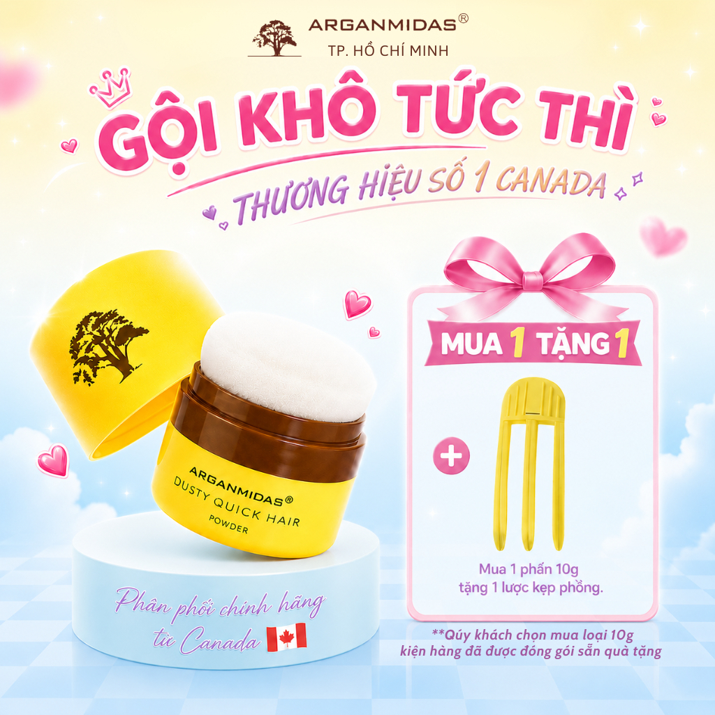 Phấn tóc kiềm dầu tạo phồng Arganmidas, phấn tóc Arganmidas làm phồng chân…