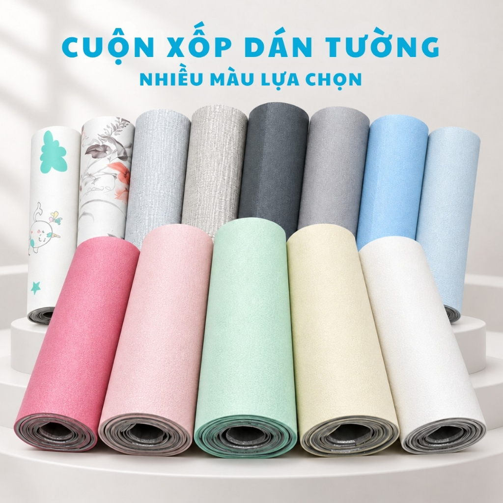 Xốp dán tường 3D vân vải tráng nhôm 2.4m x 50cm