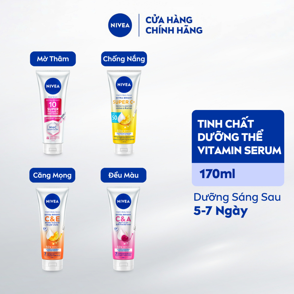 Tinh Chất Dưỡng Thể NIVEA Vitamin Serum - Dưỡng Sáng Da Sau 7 Ngày 170ml - 93830/99193/99189/99191