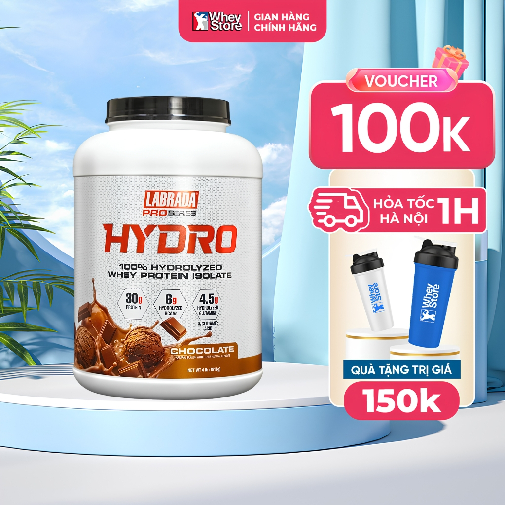 Sữa Tăng Cơ Bắp Cao Cấp Labrada Hydro Whey 100% Hydrolyzed Whey Protein Isolate 4lbs Chính Hãng