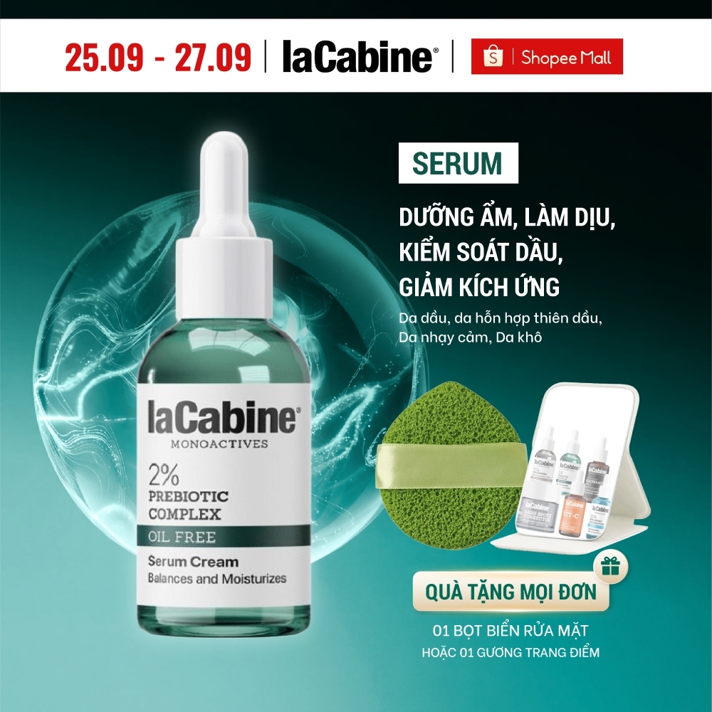 Serum Lacabine dưỡng ẩm, kiểm soát dầu, làm dịu da & giảm kích ứng  2% Prebiotic Complex Serum Cream - 30ml