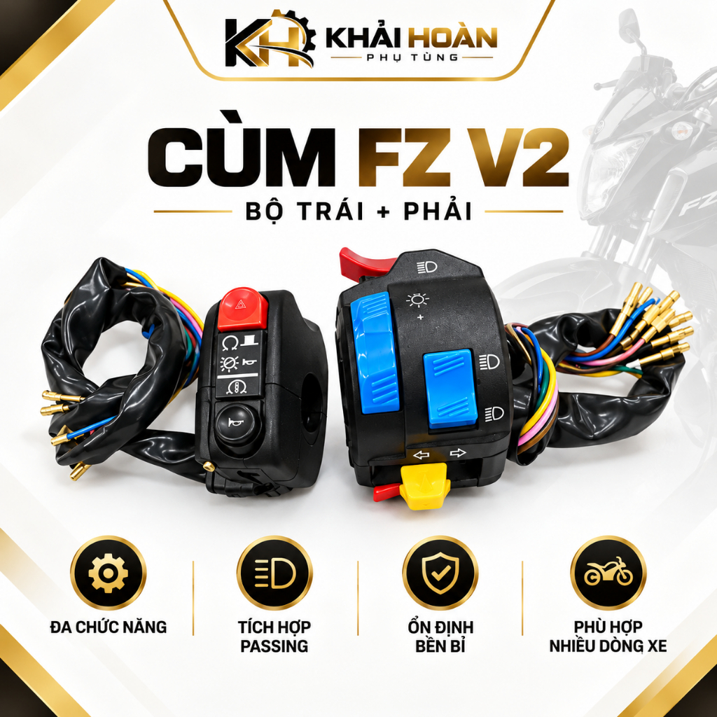 Cùm fz v2 đa chức năng loại 1 gắn ghi đông xe máy xe điện Xmen 133, thay thế cùm fz v1