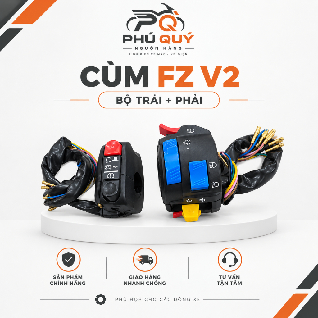 Cùm fz v2 cho xe máy xe điện Xmen 133 gắn ghi đông, thay thế cùm fz v1 đa chức năng loại 1