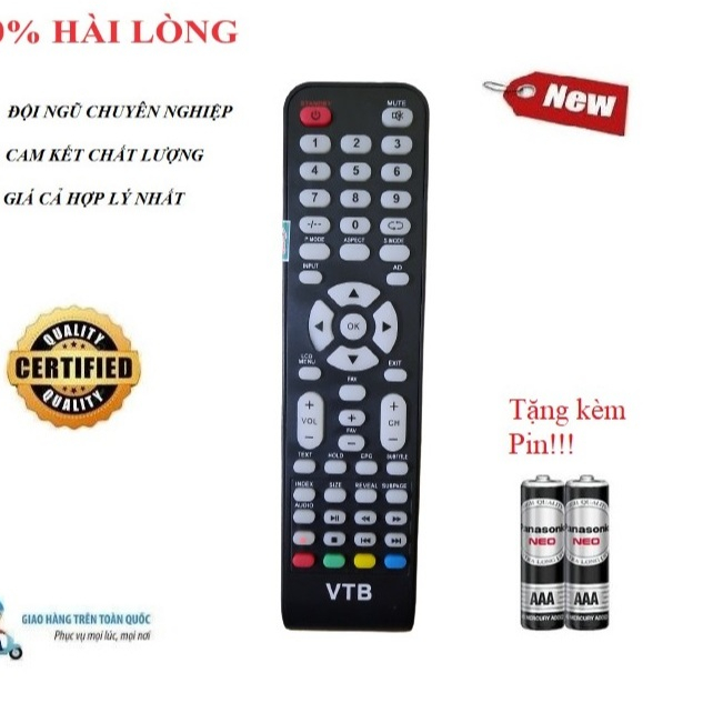 [XẢ KHO GIÁ TỐT]Remote Điều khiển thay thế tương thích cho tivi VTB- Hàng mới loại tốt Tặng kèm Pin