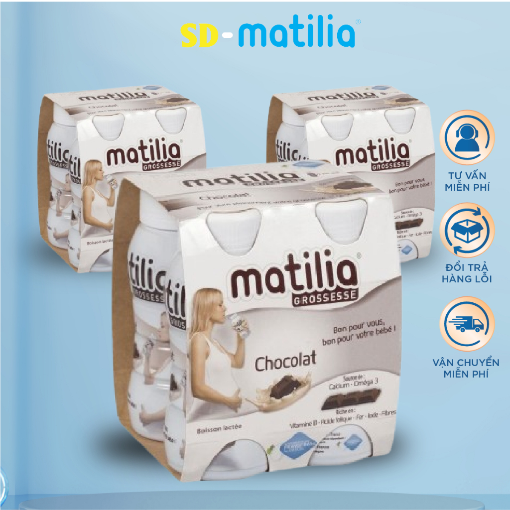 Sữa Bầu Matilia Grossesse Pháp Vị Socola - set 3 lốc - Nhập Khẩu Chính Hãng