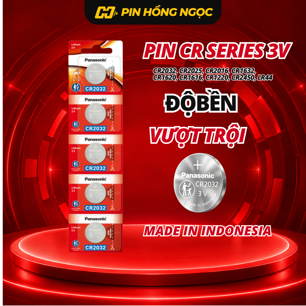 Vỉ 5 Viên Pin Panasonic CR2032 / CR2025 / CR2016 / CR1632 / CR1220 / CR1620 /…