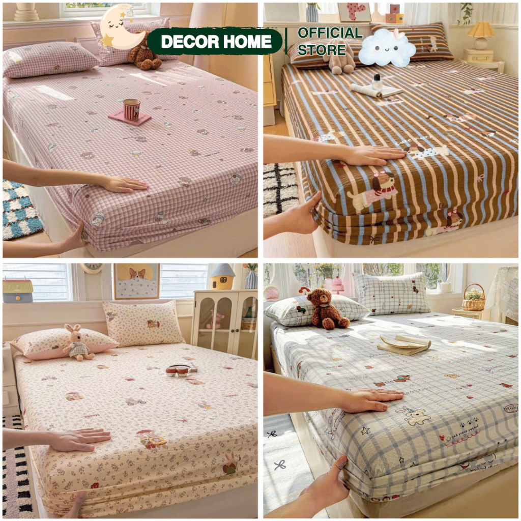 Bộ Ga Gối Cotton Icy 3 Món – Bộ 3 Món Ga Gối Đũi Tơ Tre Cao Cấp Họa Tiết Vintage Thanh Lịch, Mềm Mát