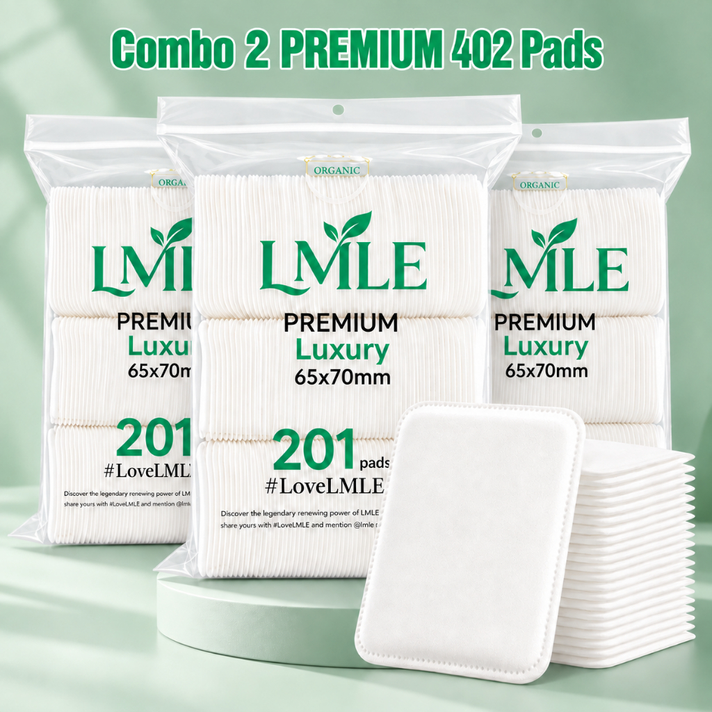 Bông tẩy trang LMLE Premium Luxury 402 Miếng Big Size mềm mịn 2026