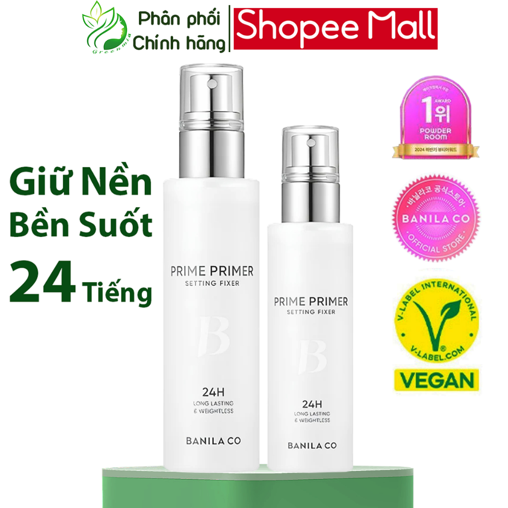 Xịt Khóa Nền Trang Điểm Banila Co Prime Primer Setting Fixer 100ml 50ml Giúp Makeup Lâu Trôi Mịn Đẹp Tự Nhiên