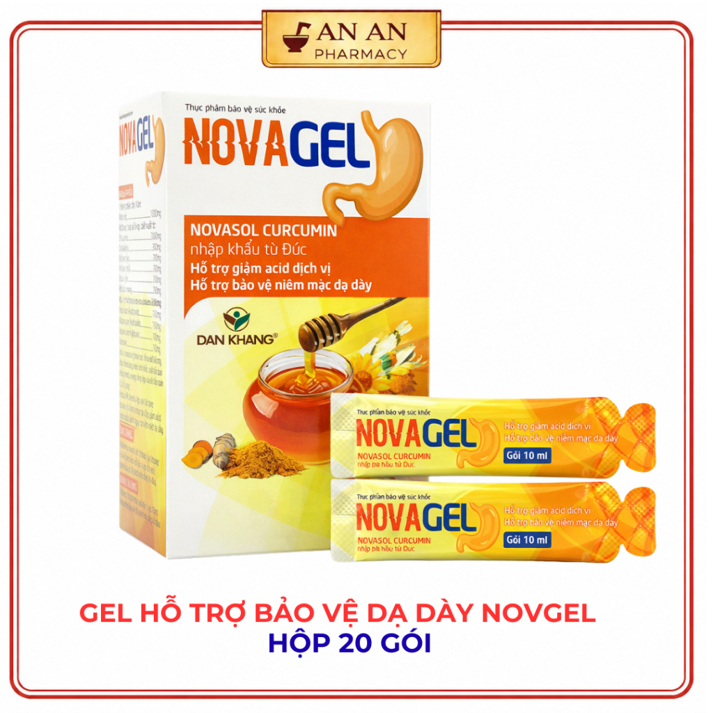 Gel Dạ Dày NOVAGEL - Hỗ Trợ Trào Ngược, Ợ Nóng, Chăm Sóc Và Bảo Vệ Niêm Mạc Dạ Dày, Hộp 20 Gói