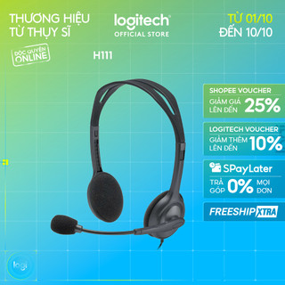 Tai nghe chụp tai Logitech H111 - 1 jack 3.5mm, Mic khử giảm tiếng ồn, âm thanh nổi
