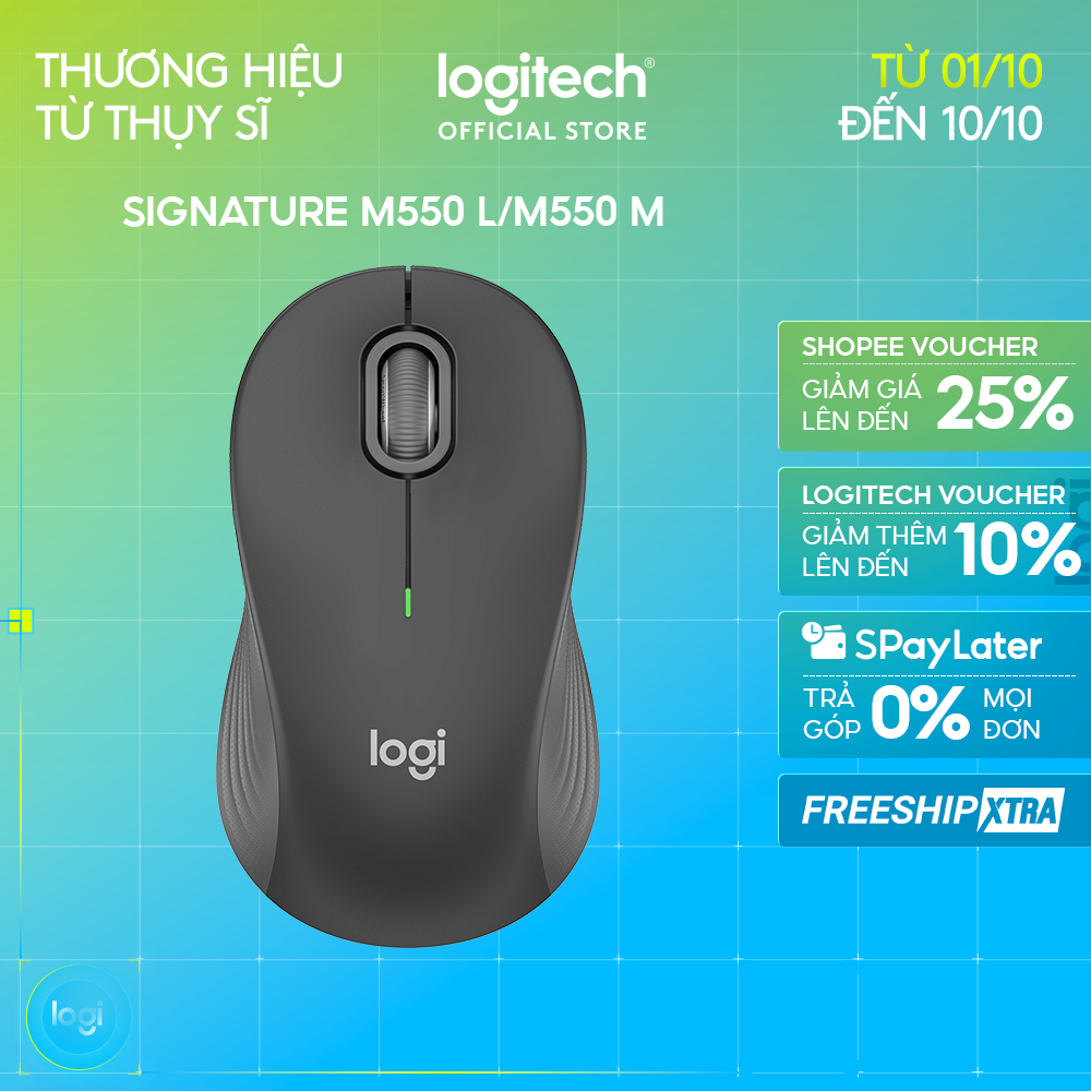 Chuột không dây Bluetooth Logitech M550 Signature - SmartWheel, giảm ồn, 4000DPI, Đa thiết bị