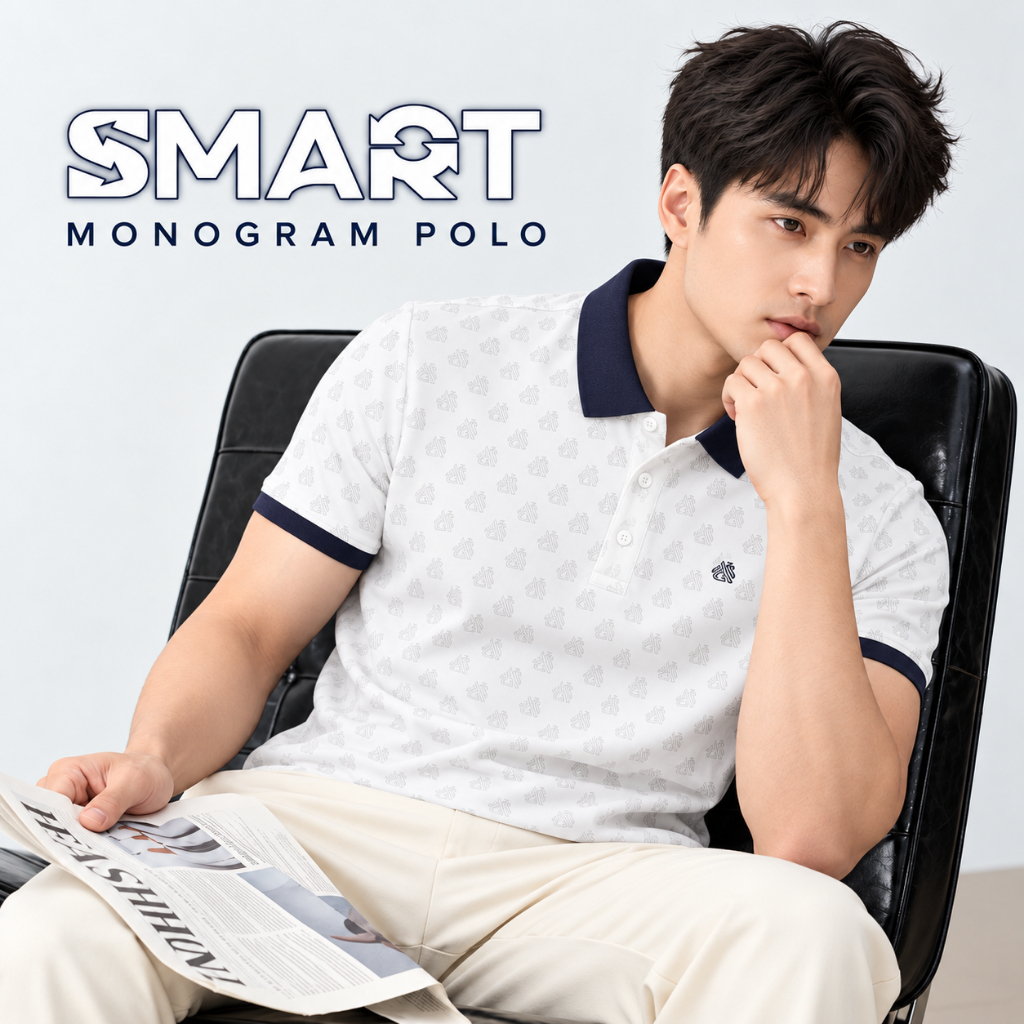 Áo polo nam TORANO MONOGRAM POLO bo kẻ chất thoáng khí thoải mái vải cotton trơn BASIC GSTP051