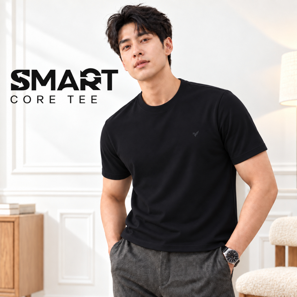 Áo thun nam trơn SMART CORE TEE TORANO chất cotton mát lạnh thoáng khí, thấm hút mồ hôi và co giãn thoải mái FSTS001