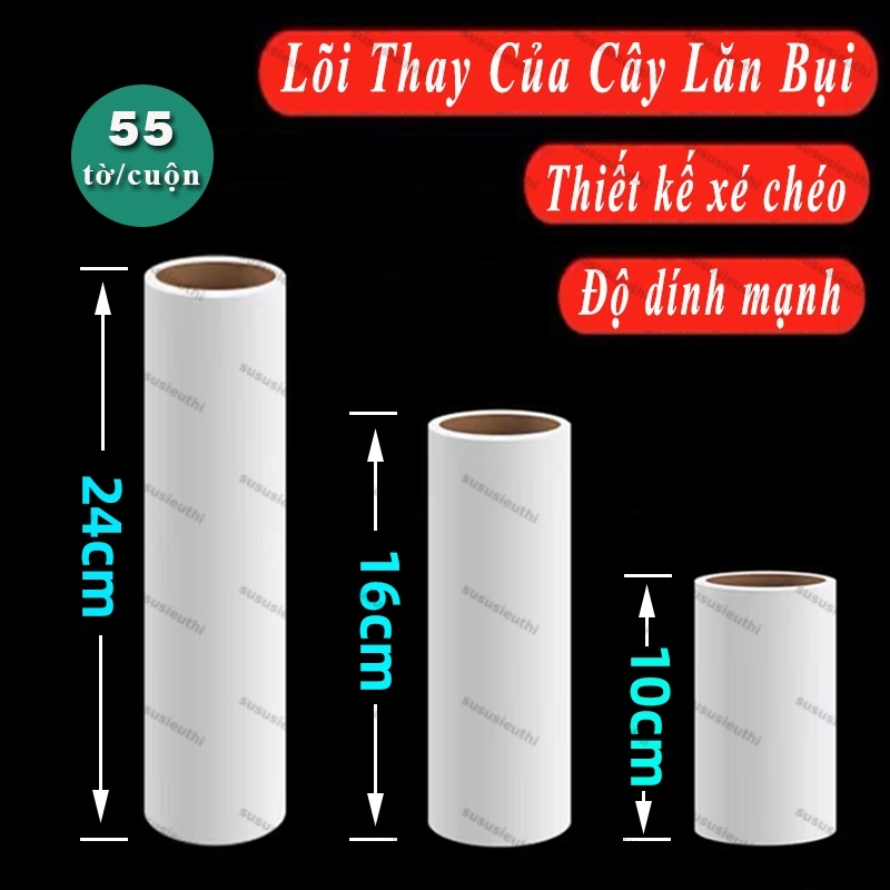 Cây lăn bụi quần áo lõi giấy dự phòng thay thế 10cm 16cm 24cm làm sạch ga…