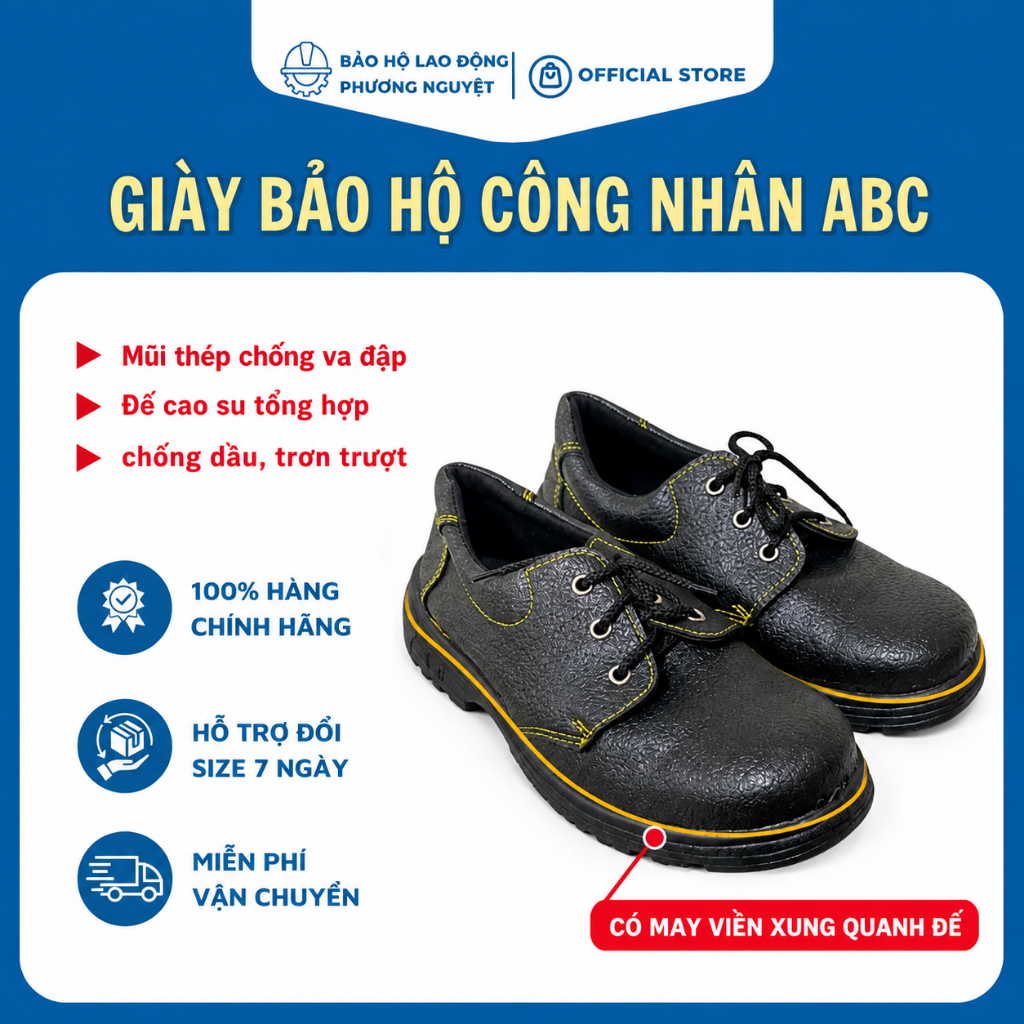 Giày bảo hộ lao động ABC, chống đinh chống dầu mỡ trơn trượt, giầy công nhân…