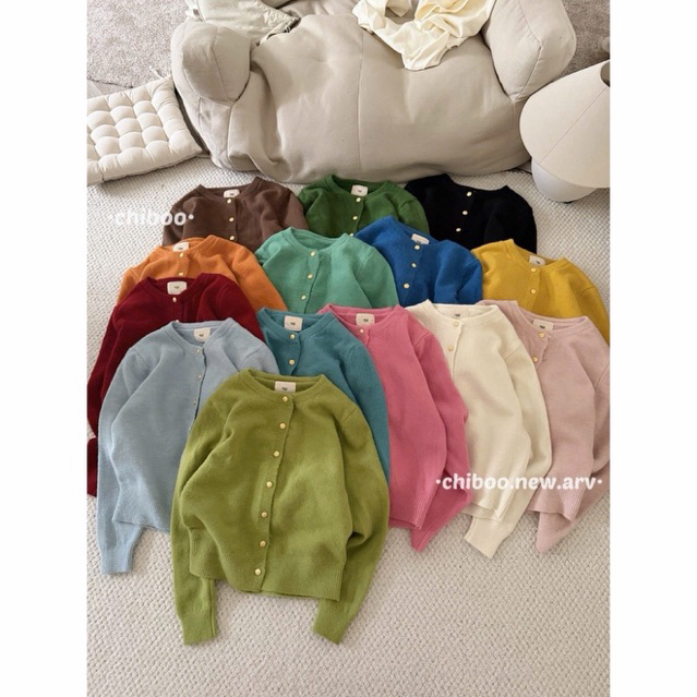 Áo cardigan len lông thỏ mác EGG cúc đồng basic dày dặn hàng QC