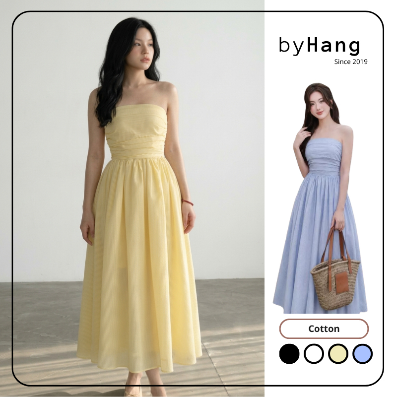 Váy nữ dài cúp ngực xếp ly bo chun sau lưng, đầm maxi dáng dài tiểu thư 𝐂𝐞𝐥𝐢𝐧𝐞 𝐃𝐫𝐞𝐬𝐬 | 𝐛𝐲𝐇𝐚𝐧𝐠