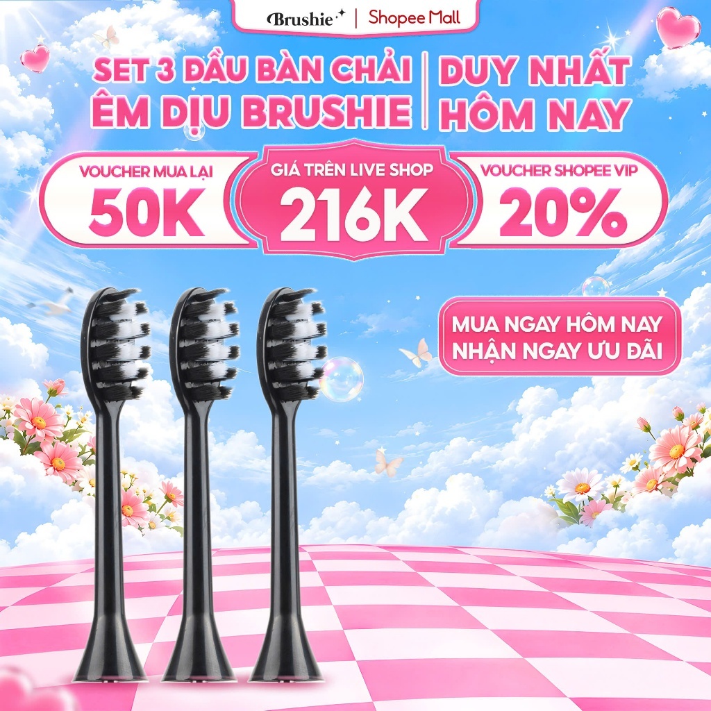 Set 3 đầu bàn chải thay thế cho bàn chải Brushie Ultra Plus, LIS