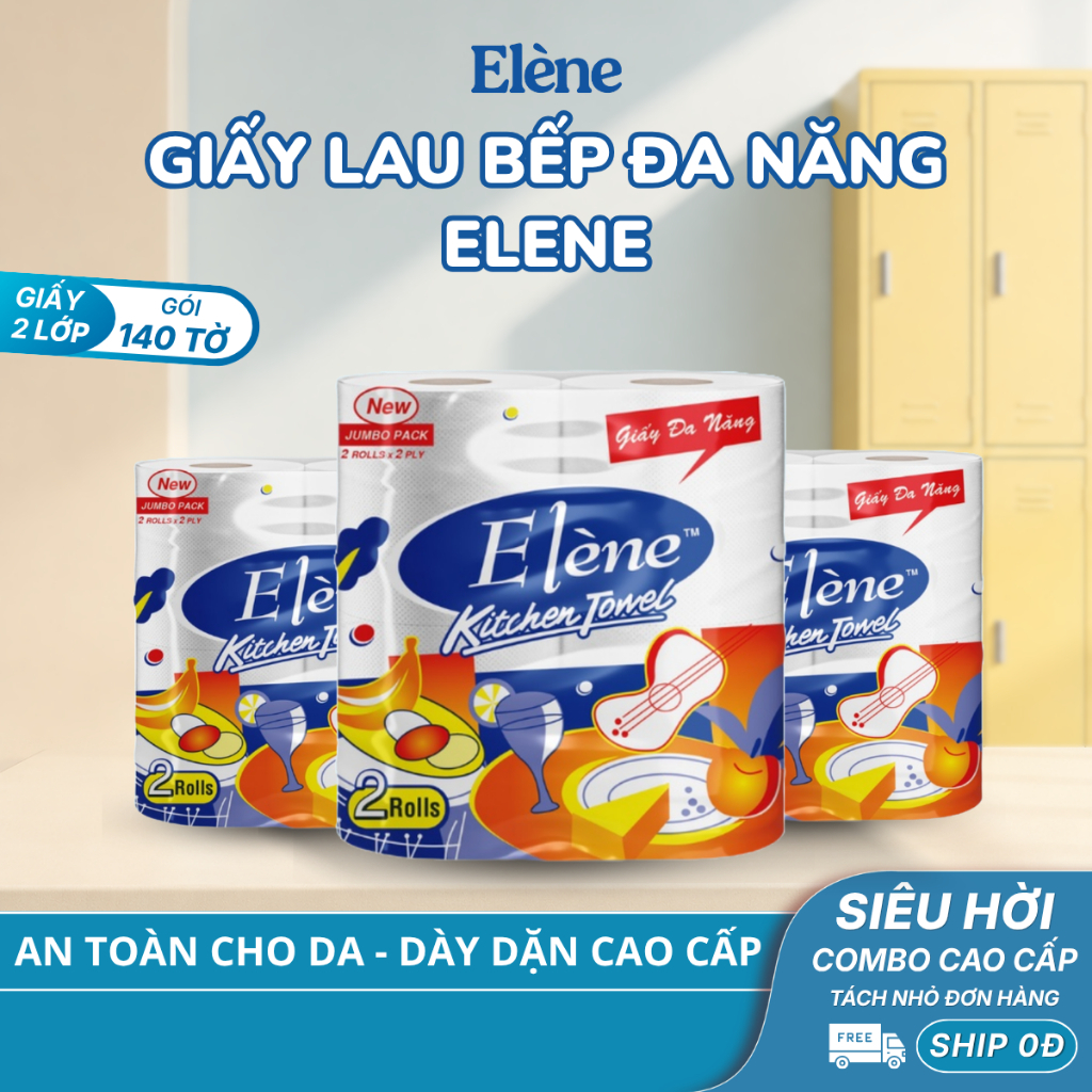 COMBO 2 CUỘN Giấy Lau Bếp Thấm Dầu Đa Năng Elene Tiện Lợi, Đa Năng, Tiết Kiệm…