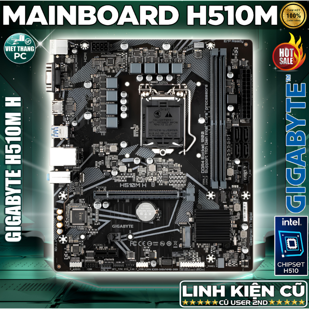 Mainboard - Bo Mạch Chủ Gigabyte H510M H Hỗ trợ CPU i3 10100F, i3 10105F, i5 10400F...Main cũ đã qua