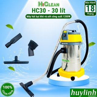 Máy hút bụi công nghiệp hiclean hc30 - 30 lít - hút khô và ướt