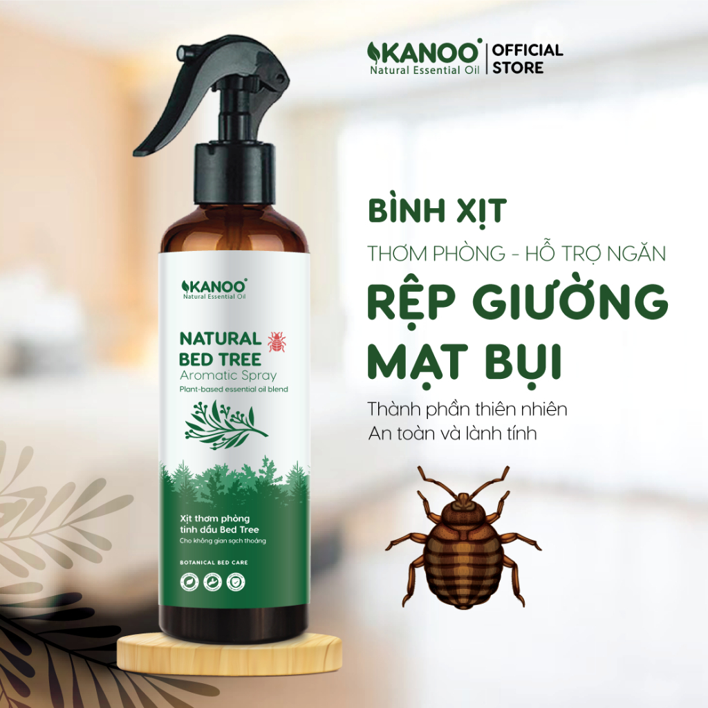 Xịt tinh dầu Bed Tree thơm phòng & hỗ trợ ngăn ngừa mạt bụi rệp giường xua đuổi ve bọ thành phần từ thảo mộc tự nhiên