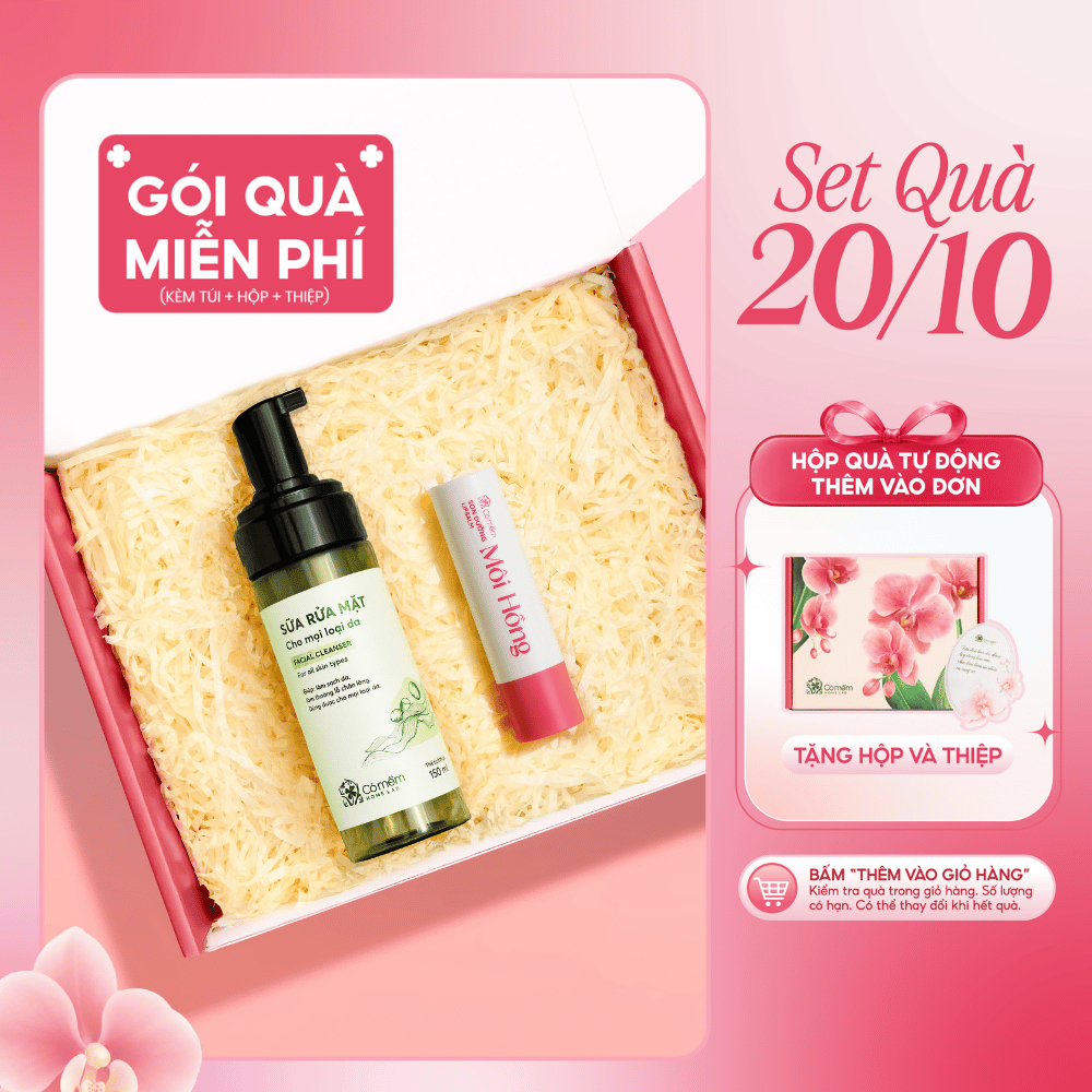 [Set Quà Tặng] Combo Sữa Rửa Mặt Và Son Dưỡng Môi Cỏ Mềm | Hộp quà tặng 20/10 người yêu, mẹ, cô giáo