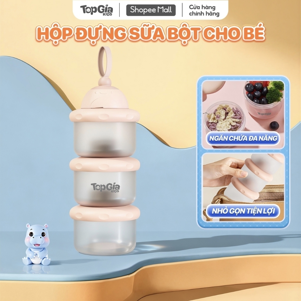 Hộp đựng sữa bột Topgiakids chống ẩm 3 ngăn tiện lợi, Hộp trữ sữa cho bé tiện…