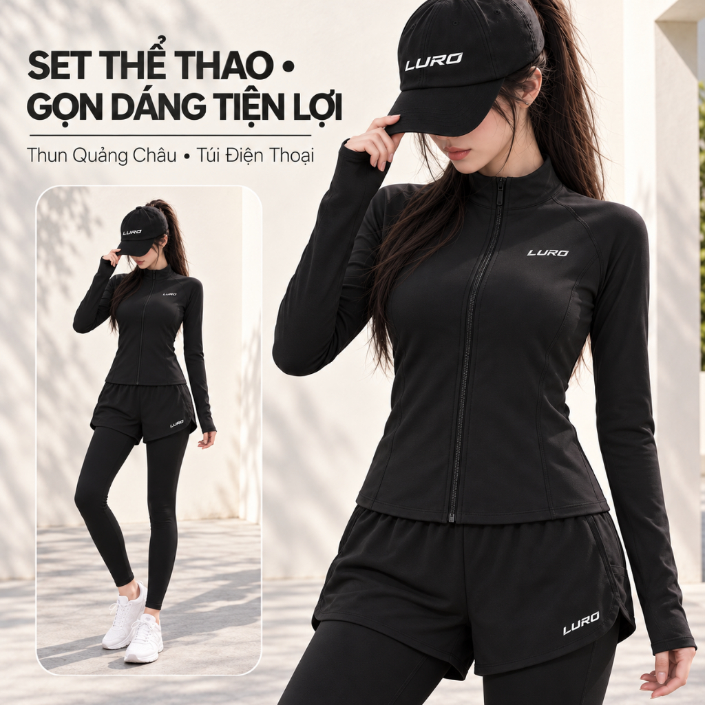 S3D — Set thể thao dài tay khóa kéo
